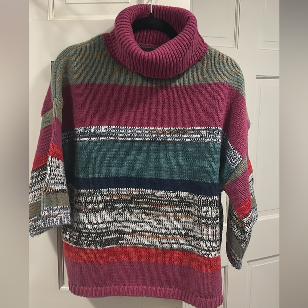 Colorful Striped Turtleneck Sweater